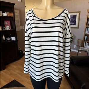 Cecico white & black striped long sleeves shirt-size L